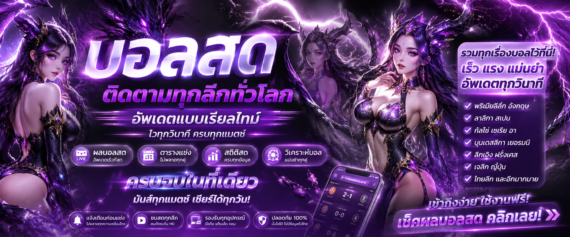 หน้าจอผลบอลสดเรียลไทม์บน NEWGEN 1688 ครอบคลุมพรีเมียร์ลีกและไทยลีก